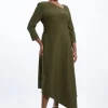 Plus Size Figure Form Bandage Asymmetric Knit Midaxi Dress