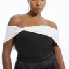 Plus Size Figure Form Bandage Knit Asymmetric Top