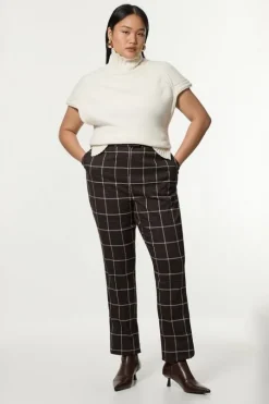 Plus Size Flannel Straight Leg Split Front Dress Pants