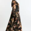 Plus Size Floral Georgette Maxi Shirt Dress