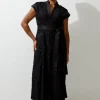 Plus Size Lace And Cotton Mix Woven Midi Dress