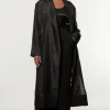 Plus Size Organza And Satin Mix Tailored Sheer Trench Coat