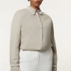 Plus Size Pearl Trim Cotton Woven Shirt