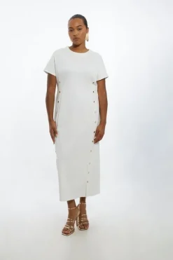 Plus Size Ponte Jersey Hardwear Detail Midi Dress