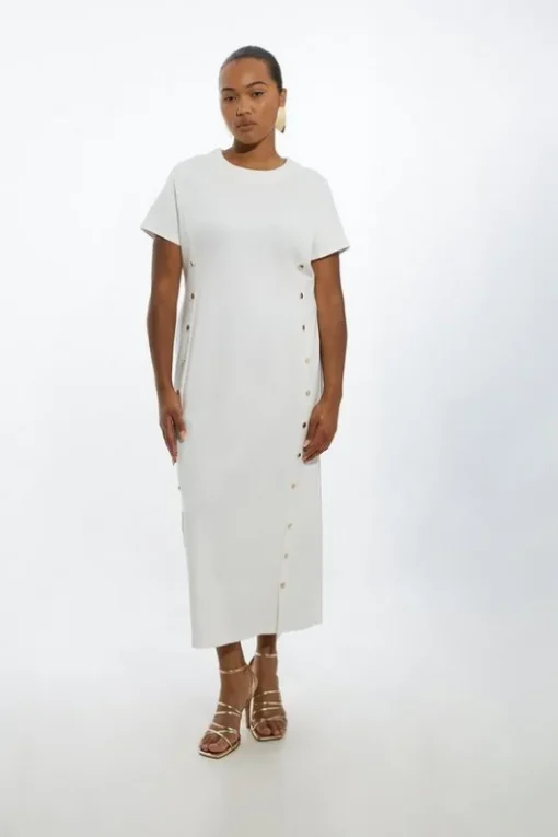 Plus Size Ponte Jersey Hardwear Detail Midi Dress