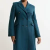 Plus Size Premium Italian Manteco Wool Fitted Tailored Midi Coat