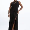 Plus Size Premium Viscose Jersey Bandeau Split Maxi Dress