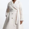 Plus Size Quilted Full Skirt Midi Coat