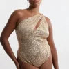 Plus Size Sequin Cut Out Swimsuit