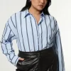 Plus Size Stripe Cotton Oversize Tailored Essential Shirt