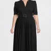 Plus Size Structured Crepe Forever Pleat Dress