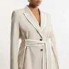 Plus Size Tailored Belted Tipped Suit Set