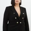 Plus Size Tailored Button Military Blazer