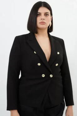 Plus Size Tailored Button Military Blazer