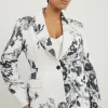 Plus Size Tailored Crepe Mono Floral Suit Set