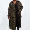 Plus Size Tailored Double Breasted Belted Trench Coat
