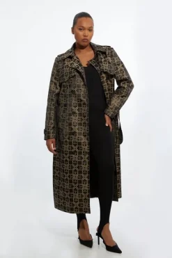 Plus Size Tailored Double Breasted Belted Trench Coat