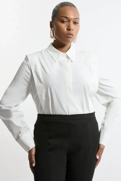Plus Size Tailored Pin Tuck Waist Shirt