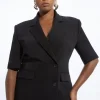 Plus Size Tailored Short Sleeve Blazer Jacket