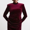 Plus Size Tailored Velvet High Neck Mini Dress