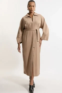 Plus Size Tailored Wide Sleeve Maxi Shirt Dress
