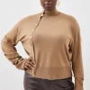 Plus Size Viscose Blend Knit Popper Detail Sweater