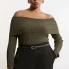 Plus Size Viscose Blend Off The Shoulder Knit Sweater