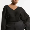 Plus Size Viscose Blend Slinky Kimono Sleeve Knit Top