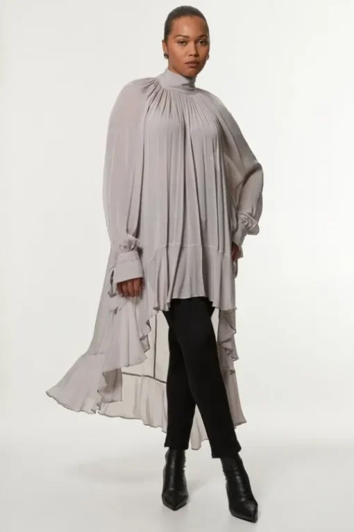 Plus Size Viscose Georgette Drama Woven Maxi Blouse