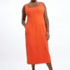 Plus Size Viscose Tencel Tailored Square Neck Pencil Maxi Dress