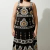 Plus Size Woven Embroidered Strappy Woven Midi Dress