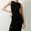 Pointelle Knit Racer Midi Dress