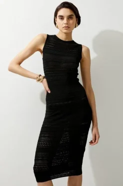 Pointelle Knit Racer Midi Dress