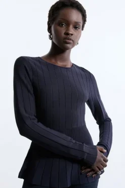 Pointelle Viscose Blend Knit Top