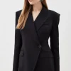 Polished Viscose Strong Shoulder Tailored Blazer & Trouser Set