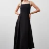 Polished Viscose Tailored Full Skirt Midi Dress