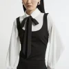 Ponte And Georgette Jersey Contrast Detail Blouse