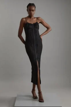 Ponte And Lace Strappy Maxi Dress