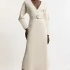 Ponte Belted Midi Dress