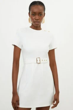 Ponte Belted Mini Dress