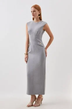 Ponte Structured Pencil Midi Dress