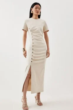 Ponte Tuck Jersey Midi Dress