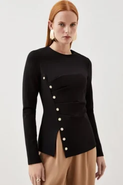 Ponte Tuck Long Sleeve Top
