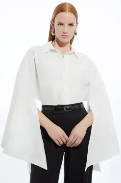 Poplin Statement Sleeve Tailored Shirt