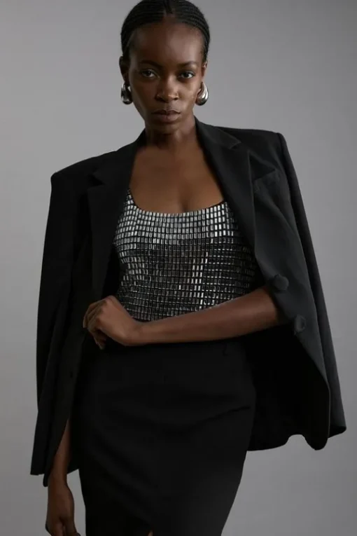 Premium Crystal Embellished Jersey Bodysuit