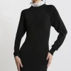 Premium Drape Knit Dress With Removable Woven Frill Collar