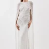 Premium Embellished Caped Woven Maxi Dress