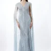 Premium Embellished Caped Maxi Dress