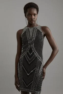 Premium Embellished Sleeveless Cut Out Mini Dress