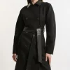 Premium Italian Manteco Wool Rounded Sleeve Belted Tailored Midi Coat